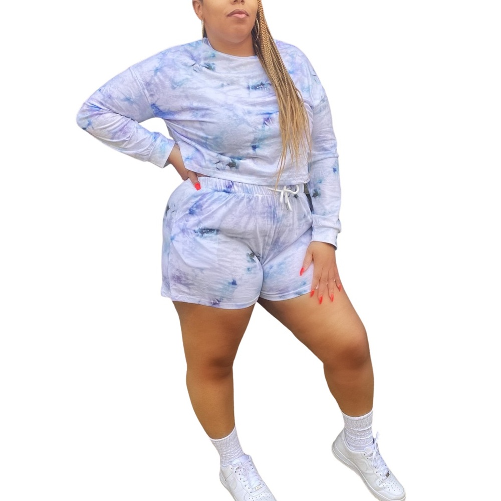 Long sleeve crop top short set